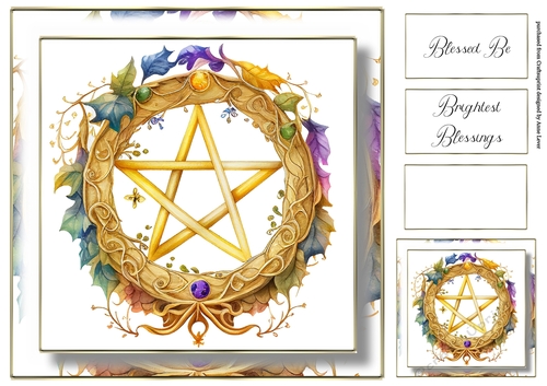 Simple Pentagram Floral Wreath 16