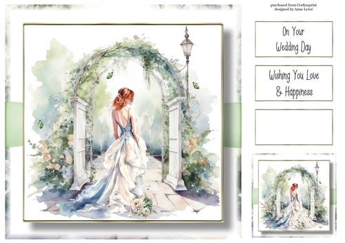 Beautiful Bride At The Floral Arch 8x8 - No Flowers
