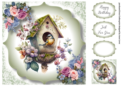 The Floral Birdhouse 8x8