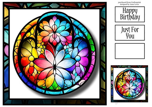 Beautiful Floral Stained Glass 3 8x8