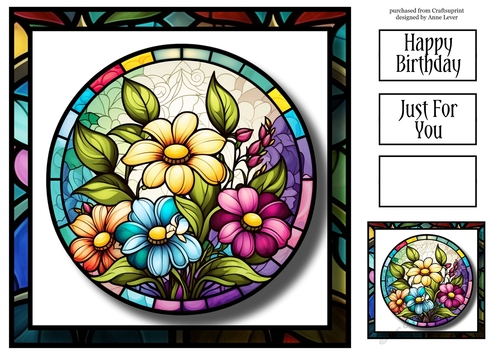 Beautiful Floral Stained Glass 2 8x8