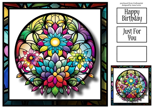 Beautiful Floral Stained Glass 1 8x8