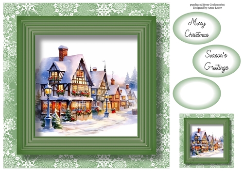Festive Christmas Village No Flowers 2 8x8