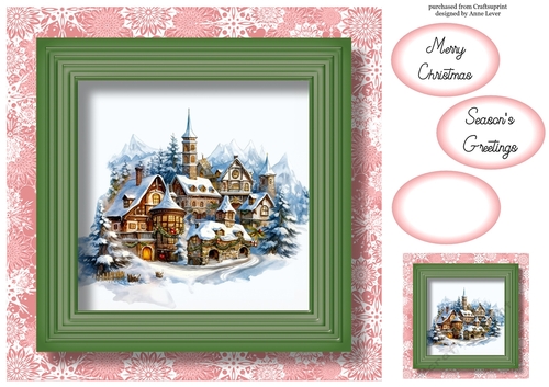 Festive Christmas Village No Flowers 3 8x8