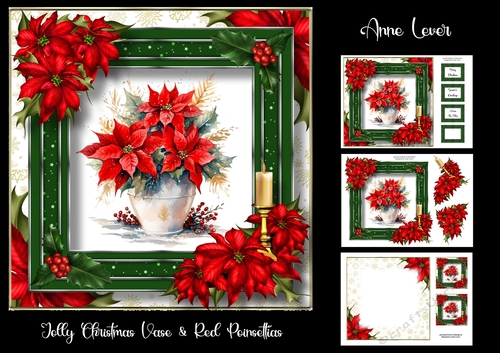 Jolly Christmas Vase & Red Poinsettias
