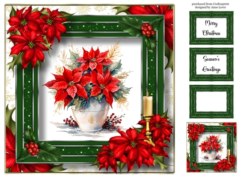 Jolly Christmas Vase & Red Poinsettias 8x8