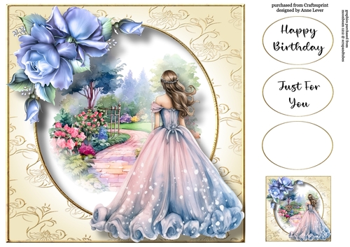English Country Garden Beauty - Blue 8x8