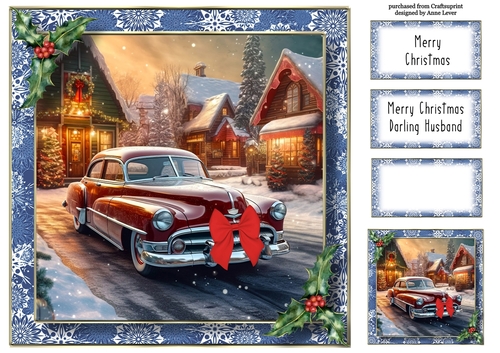 Vintage Car Christmas Present 2 (darling husband / son) 8x8