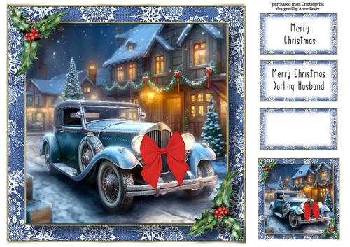 Vintage Car Christmas Present 1 (darling husband / son) 8x8
