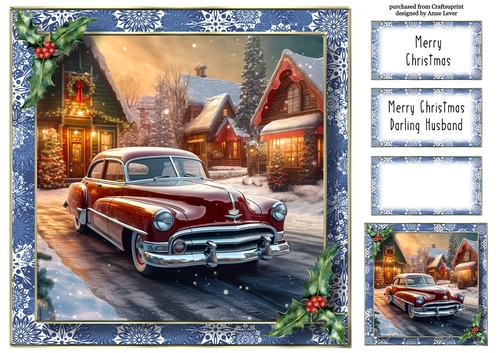 Vintage Car Christmas 2 (No Bow) 8x8