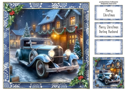 Vintage Car Christmas 1 (No Bow) 8x8