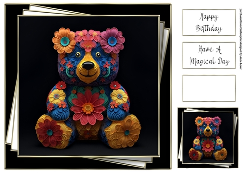 3d Faux Paper Art - Teddy Bear