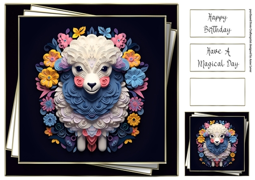 3d Faux Paper Art - Sheep