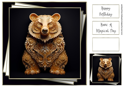 3d Faux Paper Art - Grizzly Bear