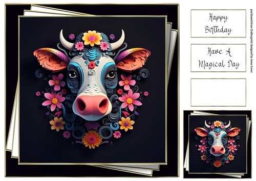 3d Faux Paper Art - Cow