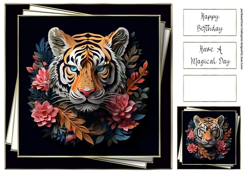 3d Faux Paper Art - Tiger
