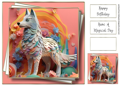 3D Faux Paper Art - Wolf