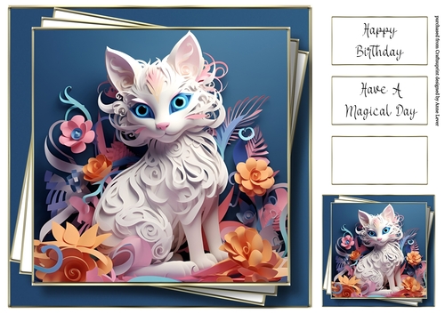 3D Faux Paper Art - Cat