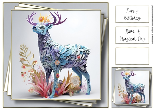 3D Faux Paper Art - Stag
