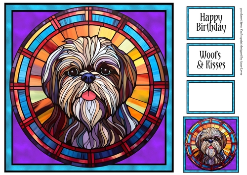 Stained Glass Dog Portrait - Shih Tzu