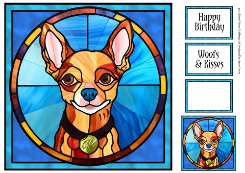 Stained Glass Dog Portrait - Chihuahua