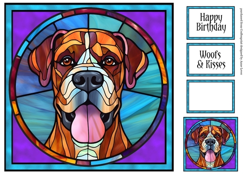 Stained Glass Dog Portrait - Boxer