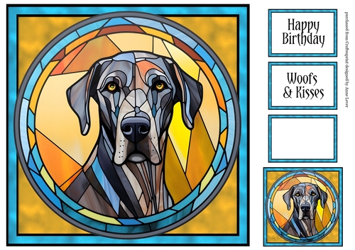 Stained Glass Dog Portrait - Great Dane