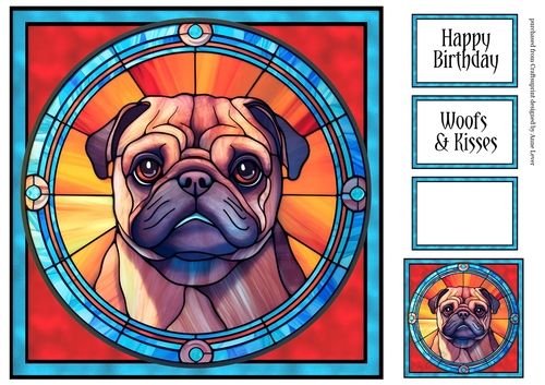 Stained Glass Dog Portrait - Pug