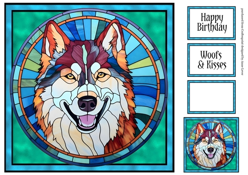 Stained Glass Dog Portrait - Siberian Husky