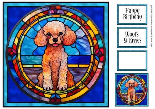 Stained Glass Dog Portrait - poodle