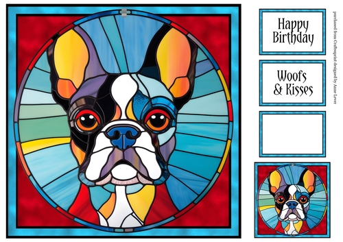 Stained Glass Dog Portrait - Boston Terrier
