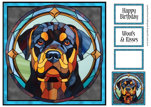Stained Glass Dog Portrait - Rottweiler