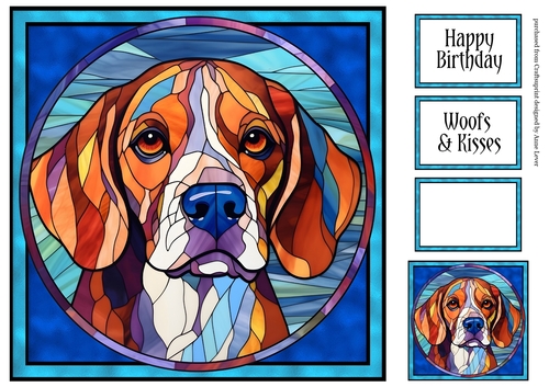 Stained Glass Dog Portrait - Beagle