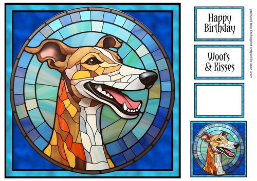 Stained Glass Dog Portrait - Greyhound