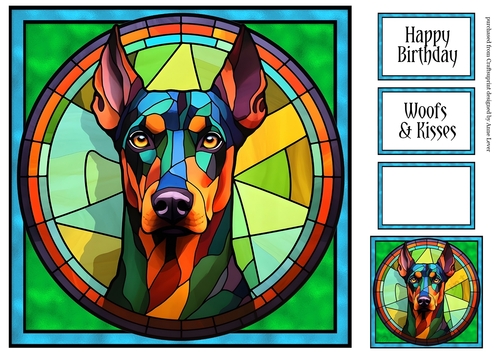 Stained Glass Dog Portrait - Doberman