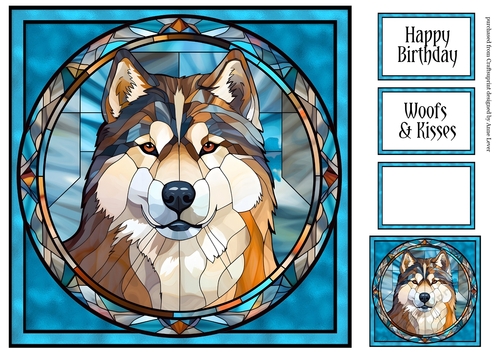 Stained Glass Dog Portrait - Alaskan Malamute