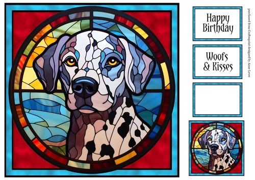 Stained Glass Dog Portrait - dalmation, 