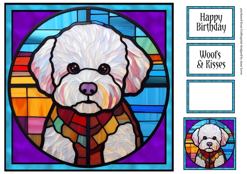 Stained Glass Dog Portrait - Bichon Frise