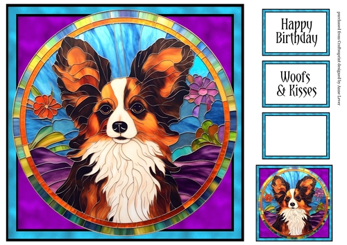 Stained Glass Dog Portrait - Papillon