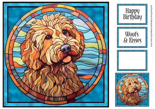 Stained Glass Dog Portrait - Labradoodle