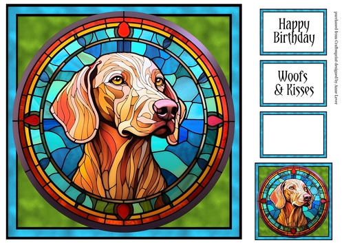 Stained Glass Dog Portrait - Weimaraner