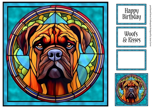 Stained Glass Dog Portrait - Bull Mastiff