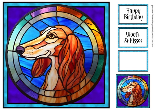Stained Glass Dog Portrait - Saluki