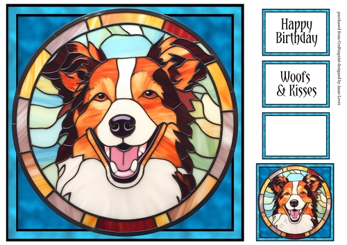 Stained Glass Dog Portrait - Collie
