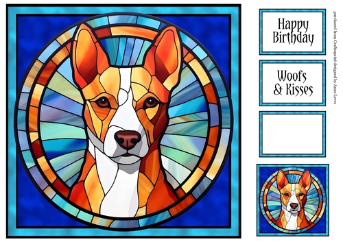 Stained Glass Dog Portrait - Basenji