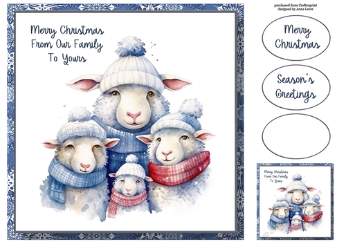 Merry Christmas Family - Sheep 8x8