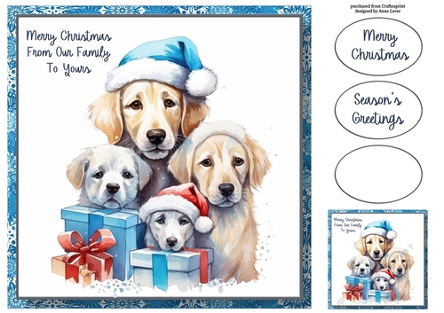 Merry Christmas Family - Dogs 8x8