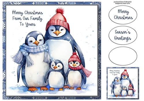 Merry Christmas Family - Penguins 8x8