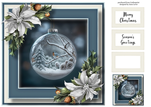 Bird In Snowy Christmas Bauble 3 8x8