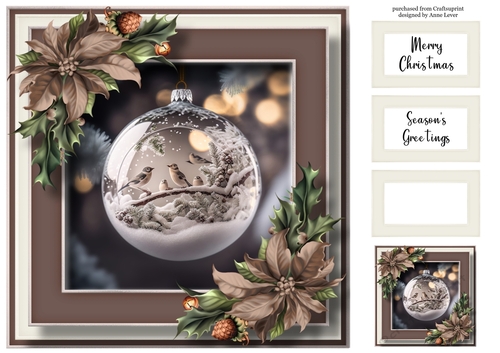 Bird In Snowy Christmas Bauble 2 8x8